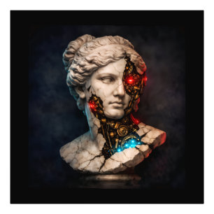 Mechanische Venus: Cyberpunk-Statuen-Kunst Fotodruck