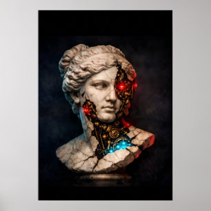 Mechanische Venus: Cyberpunk-Statuen-Kunst Poster
