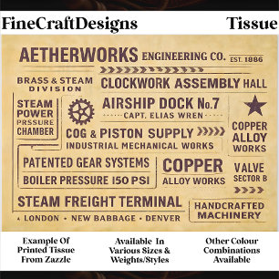 Mechanische Werke Fabrik Typografie FA6 Decoupage Seidenpapier
