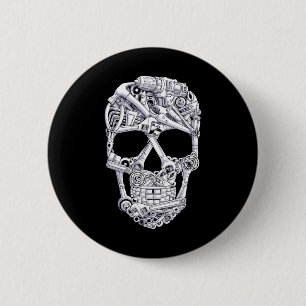 Mechanische Werkzeuge Skull Garage Halloween Kostü Button