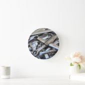 Mechanische Wrenches Man Höhle Garage Reparatur Runde Wanduhr (Zuhause)