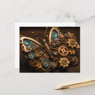 Mechanische Zahnräder Steampunk Schmetterling Postkarte