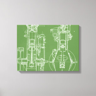 MECHANISCHE ZEICHNENDE VINTAGE LEINWANDDRUCK