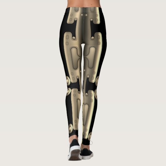 Mechanischer Android Metallic Golden Robot Leggings (Rückseite)