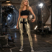 Mechanischer Android Metallic Golden Robot Leggings