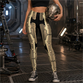 Mechanischer Android Metallic Golden Robot Leggings