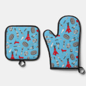 Mechanischer Auto Technischer Spaß farbenfroh Ofenhandschuh & Topflappen-Set (Vorderseite)