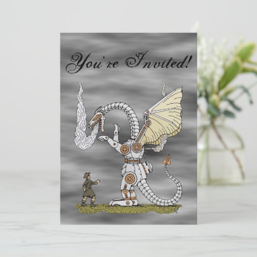 Mechanischer Drache Einladung (Stehend Vorderseite)