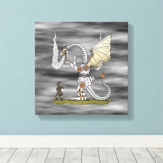 Mechanischer Drache Leinwanddruck (Insitu (Holzboden))