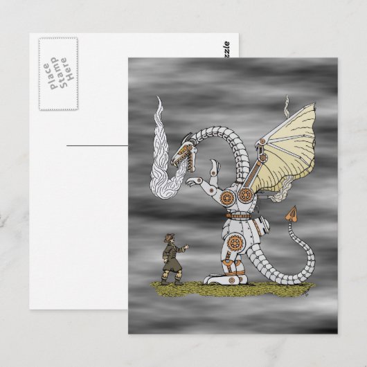 Mechanischer Drache Postkarte (Vorne/Hinten)