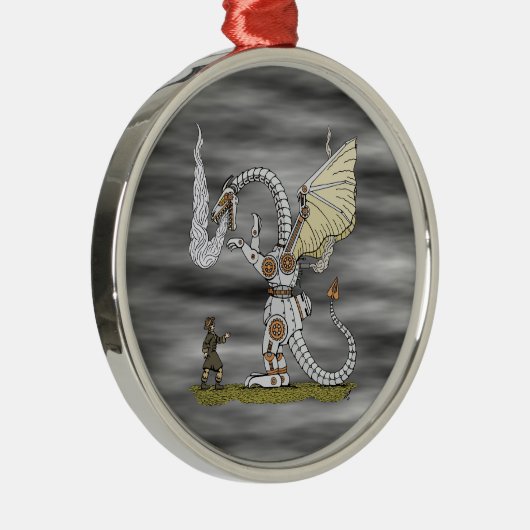 Mechanischer Drache Silbernes Ornament (Rechts)