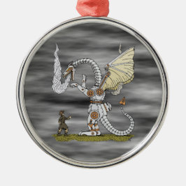 Mechanischer Drache Silbernes Ornament