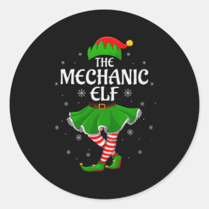Mechanischer Elf Weihnachten Familie Mädchen Fraue Runder Aufkleber