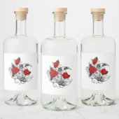 Mechanischer Halbmond mit Rote Rosen Alkoholflaschenetikett (Flaschen)