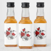 Mechanischer Halbmond mit Rote Rosen Alkoholflaschenetikett (Flaschen)