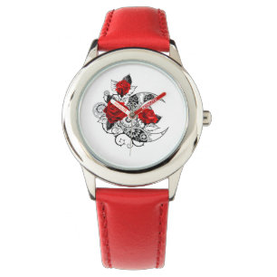 Mechanischer Halbmond mit Rote Rosen Armbanduhr