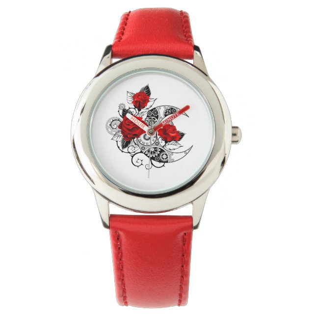 Mechanischer Halbmond mit Rote Rosen Armbanduhr (Vorderseite)