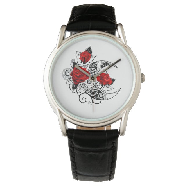 Mechanischer Halbmond mit Rote Rosen Armbanduhr (Vorderseite)
