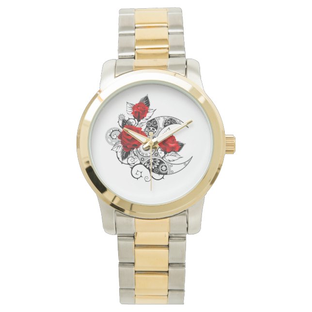 Mechanischer Halbmond mit Rote Rosen Armbanduhr (Vorderseite)