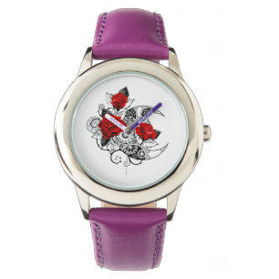 Mechanischer Halbmond mit Rote Rosen Armbanduhr