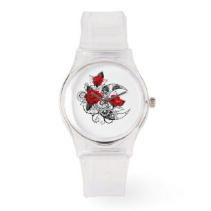 Mechanischer Halbmond mit Rote Rosen Armbanduhr