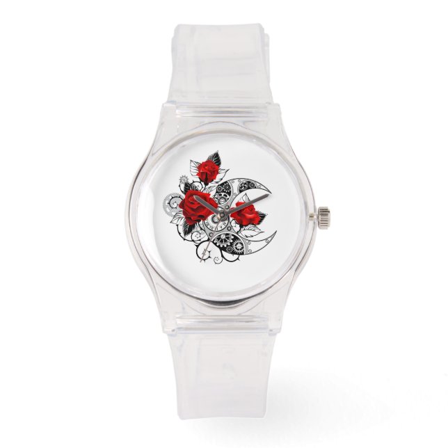 Mechanischer Halbmond mit Rote Rosen Armbanduhr (Vorderseite)