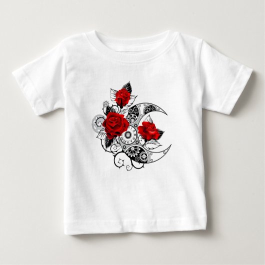 Mechanischer Halbmond mit Rote Rosen Baby T-shirt (Vorderseite)