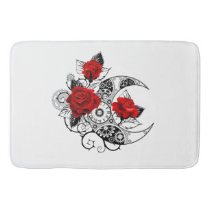 Mechanischer Halbmond mit Rote Rosen Badematte