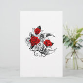 Mechanischer Halbmond mit Rote Rosen Briefpapier (Stehend Vorderseite)