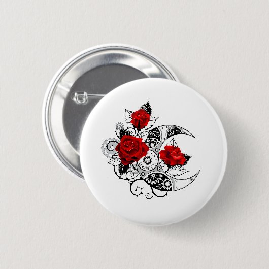 Mechanischer Halbmond mit Rote Rosen Button (Vorne & Hinten)