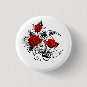 Mechanischer Halbmond mit Rote Rosen Button