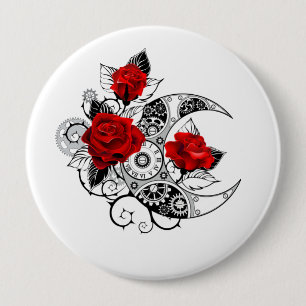 Mechanischer Halbmond mit Rote Rosen Button