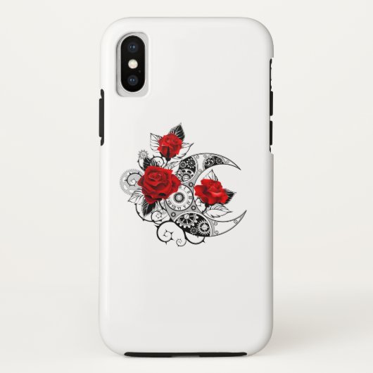 Mechanischer Halbmond mit Rote Rosen Case-Mate iPhone Hülle (Rückseite)