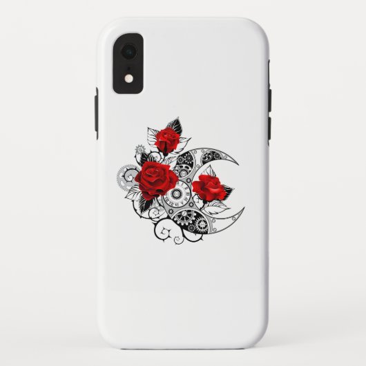 Mechanischer Halbmond mit Rote Rosen Case-Mate iPhone Hülle (Rückseite)