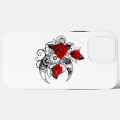 Mechanischer Halbmond mit Rote Rosen Case-Mate iPhone Hülle (Rückseite (Horizontal))