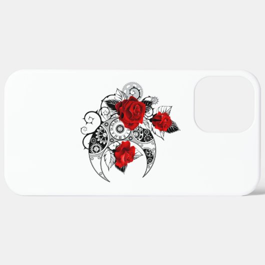 Mechanischer Halbmond mit Rote Rosen Case-Mate iPhone Hülle (Rückseite / Rechts)