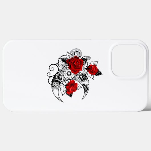 Mechanischer Halbmond mit Rote Rosen Case-Mate iPhone Hülle (Rückseite (Horizontal))