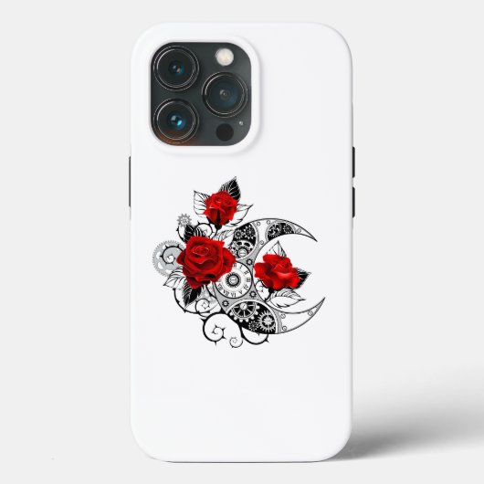 Mechanischer Halbmond mit Rote Rosen Case-Mate iPhone Hülle (Rückseite)