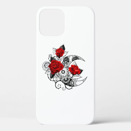 Mechanischer Halbmond mit Rote Rosen Case-Mate iPhone Hülle (Rückseite)