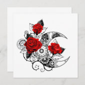 Mechanischer Halbmond mit Rote Rosen Einladung (Vorne/Hinten)
