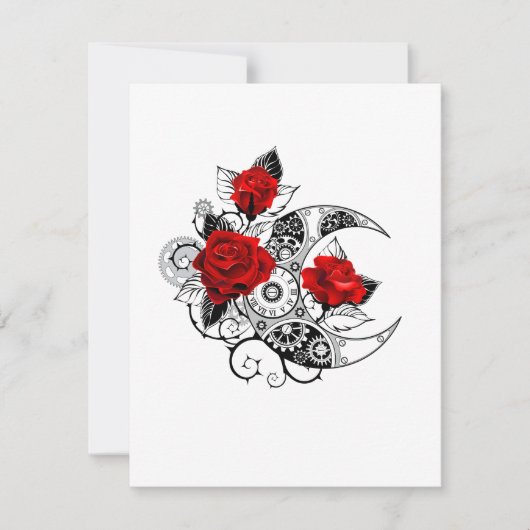 Mechanischer Halbmond mit Rote Rosen Einladung (Vorderseite)