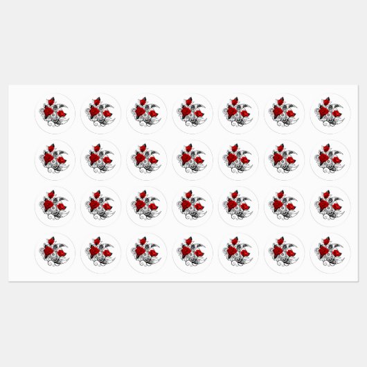 Mechanischer Halbmond mit Rote Rosen Etiketten (Blatt)