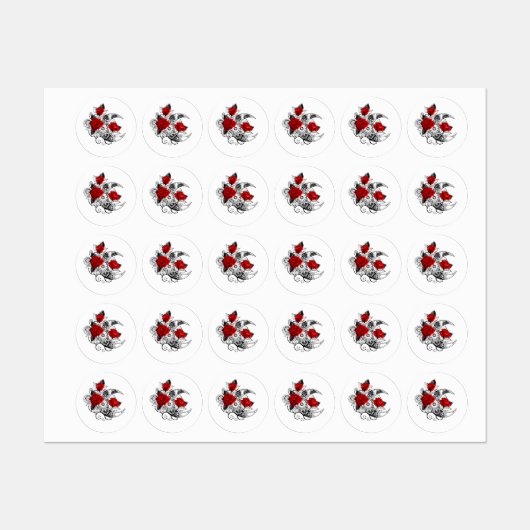 Mechanischer Halbmond mit Rote Rosen Etiketten (Blatt)