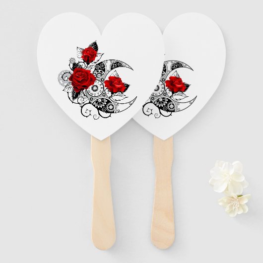 Mechanischer Halbmond mit Rote Rosen Fächer (Vorne und Hinten)