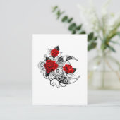 Mechanischer Halbmond mit Rote Rosen Feiertagskarte (Stehend Vorderseite)
