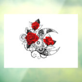 Mechanischer Halbmond mit Rote Rosen Fensteraufkleber (Blatt 3)