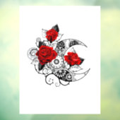 Mechanischer Halbmond mit Rote Rosen Fensteraufkleber (Blatt 3)