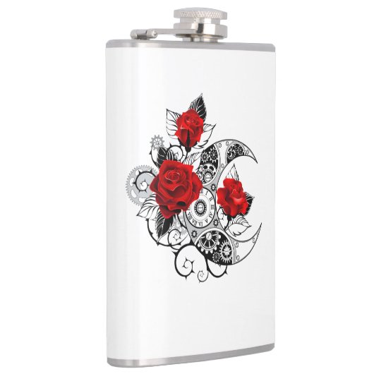 Mechanischer Halbmond mit Rote Rosen Flachmann (Rechts)