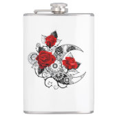 Mechanischer Halbmond mit Rote Rosen Flachmann (Vorderseite)