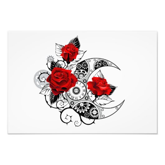 Mechanischer Halbmond mit Rote Rosen Fotodruck (Vorne)